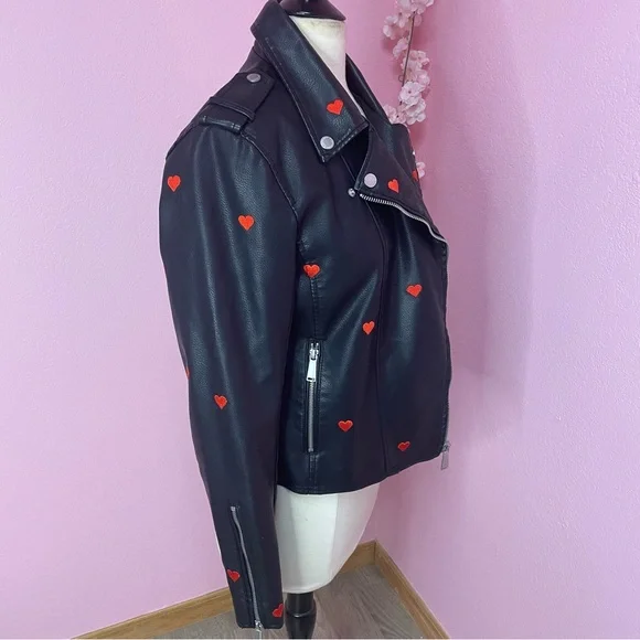 💔 Heart Embroidered Faux Leather Moro Jacket 💔 - Picture 5 of 11